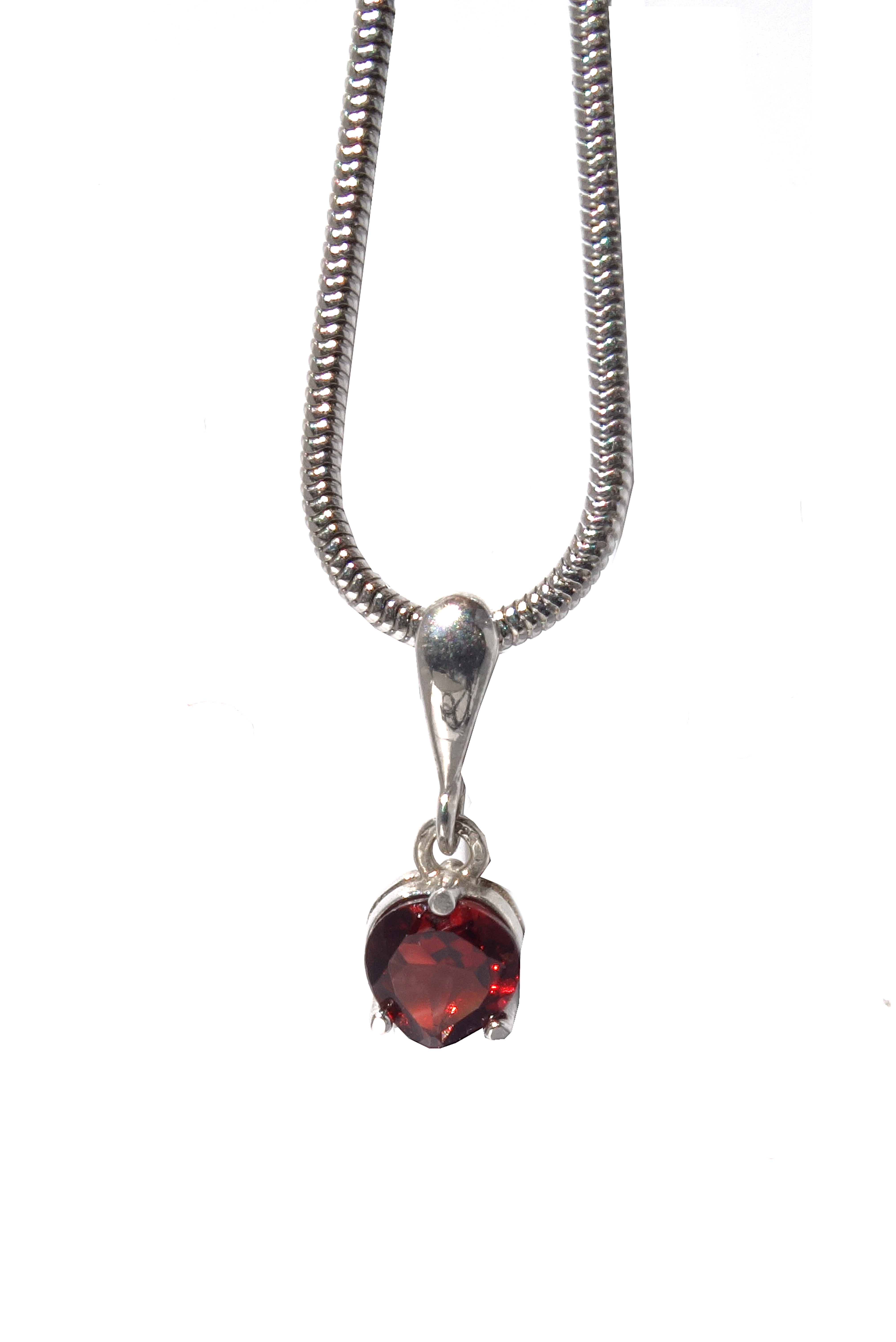 Big Heart Shaped Red Garnet & Real Diamond Pendants With 18