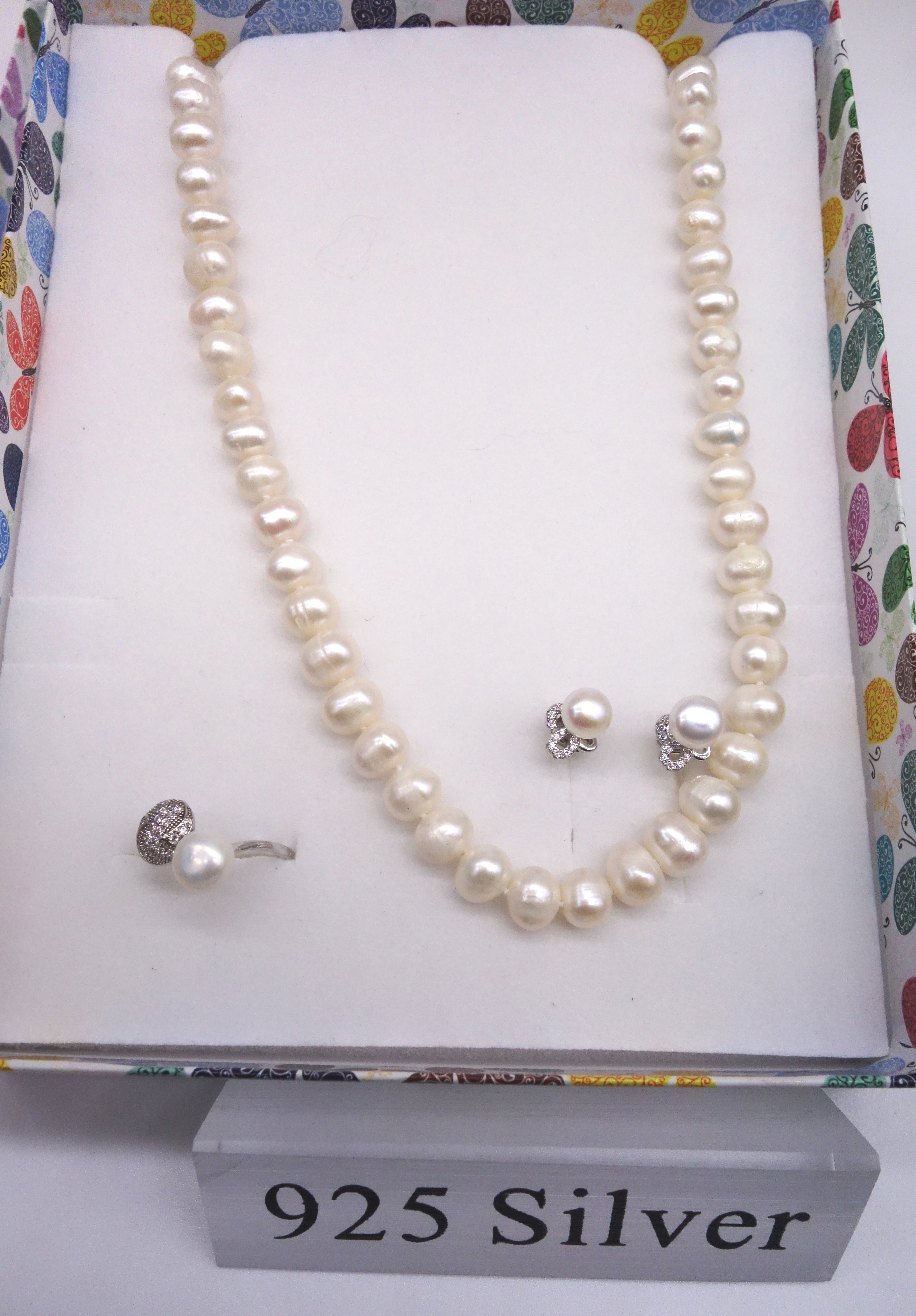 Multi strand Pearl Necklace, Emerald and Diamond Clasp - Danny Lee Designs